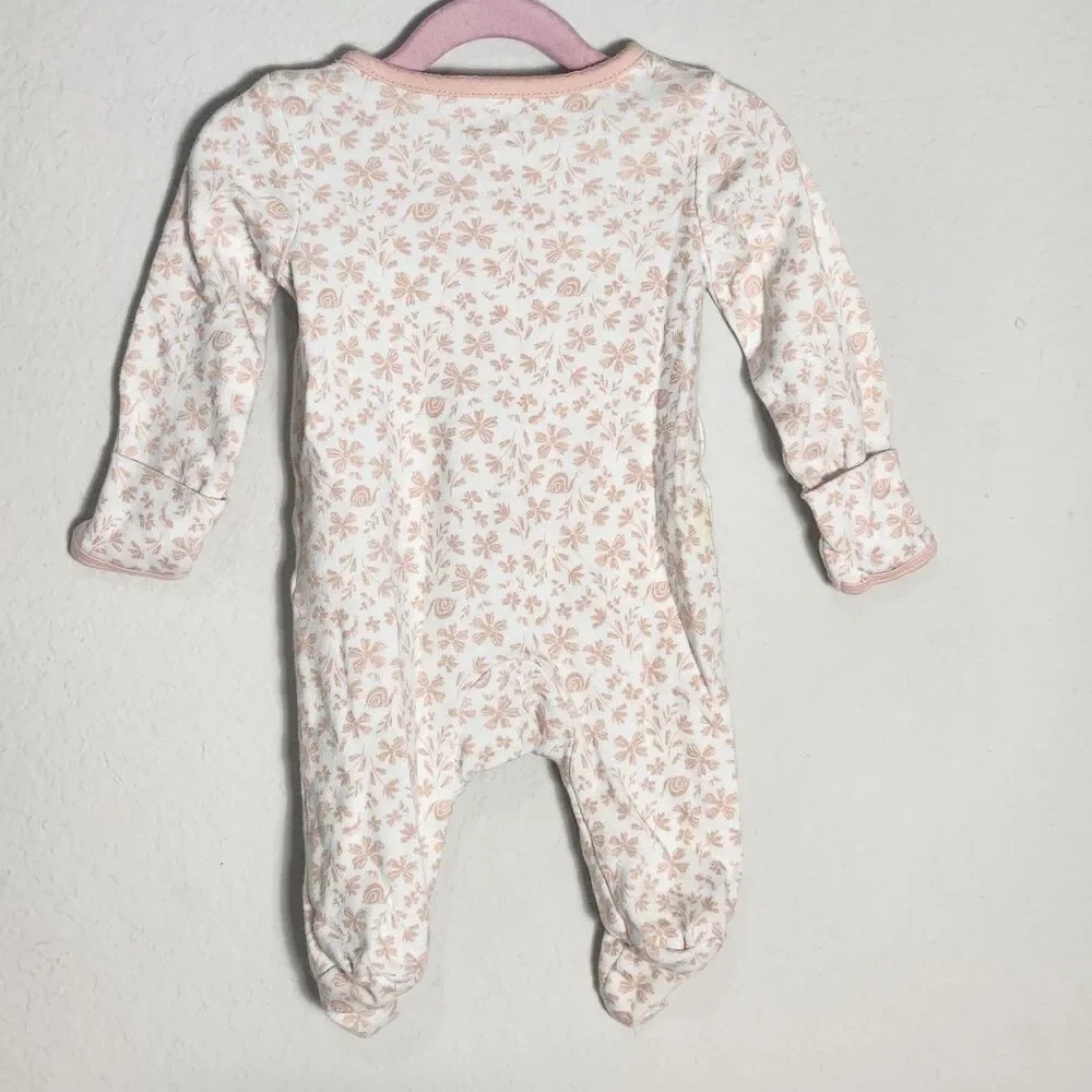 Carter's Child of Mine Newborn 0M Baby Girl Sleeper Lot of 5 Zip Footed Pajamas